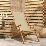 vidaXL Chaise de plage Beige Bois de teck massif