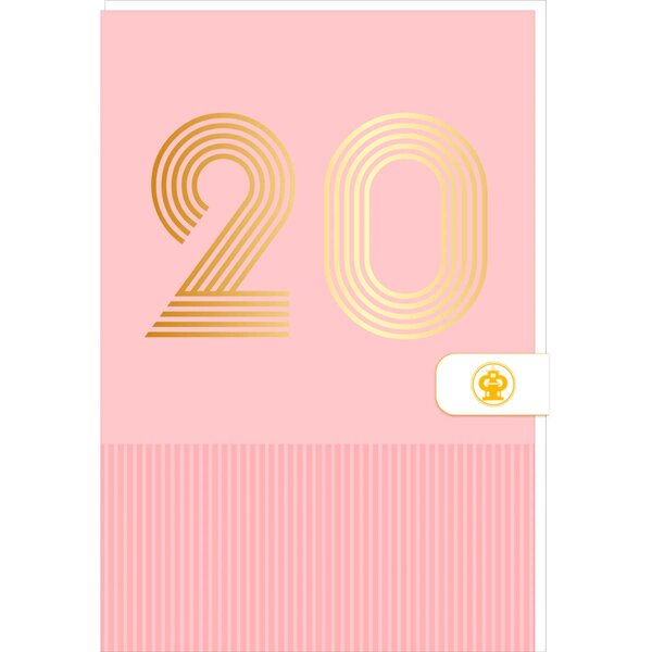 Carte D'anniversaire 20 Ans En Or - Rose - A Message - Pour Homme Et Femme - 11 5 X 17 Cm - Draeger paris