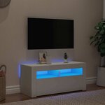 vidaXL Meuble TV avec lumières LED blanc 90x35x40 cm