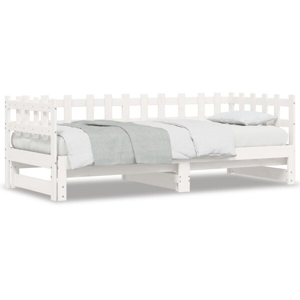 vidaXL Lit coulissant sans matelas blanc 2x(80x200) cm Bois massif
