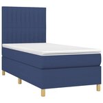 vidaXL Sommier à lattes de lit et matelas et LED Bleu 90x190 cm Tissu