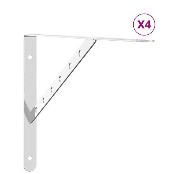 vidaXL Supports d'étagères 4 Pièces 40x2 5x25 cm argenté acier inoxydable