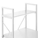 Bureau avec étagères poste de travail table de bureau panneau de fibre de bois mélaminé et métal 122 x 120 x 64 cm blanc 03_0001139