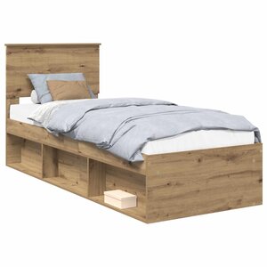 vidaXL Cadre de lit Chêne artisan 75 x 190 cm Pin massif