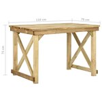 Vidaxl table de jardin 110x79x75 cm bois de pin imprégné