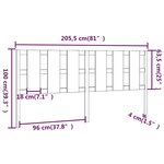 vidaXL Tête de lit Gris 205 5x4x100 cm Bois massif de pin