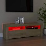 vidaXL Meuble TV avec lumières LED chêne sonoma 120x35x40 cm