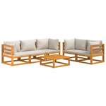 vidaXL Salon de jardin 6 Pièces avec coussins gris clair bois massif
