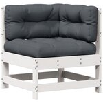 vidaXL Salon de jardin 5 Pièces avec coussins blanc bois massif de pin