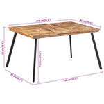 vidaXL Table à manger 148x97x76 cm bois massif de teck
