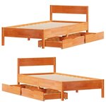vidaXL Cadre de lit sans matelas cire marron 90x200 cm bois pin massif