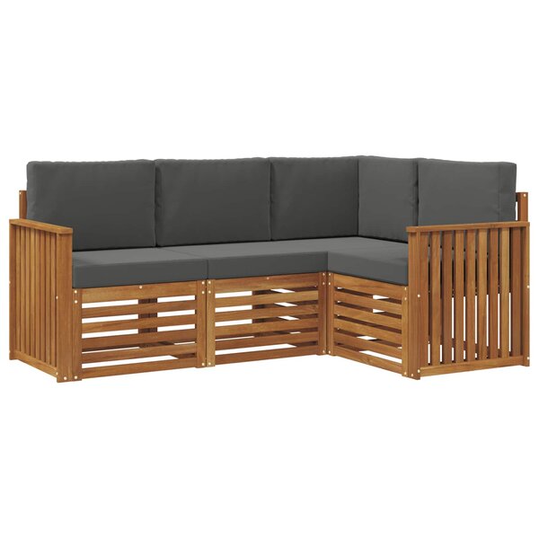 vidaXL Ensemble de canapés d'extérieur 4 pc Naturel et Anthracite