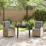Ensemble repas jardin 3 pièces poly rattan beige vidaXL