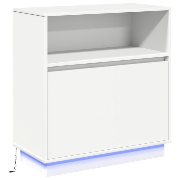 vidaXL Buffet avec LED Blanc 71x34 5x75 cm en Bois Nécessaire