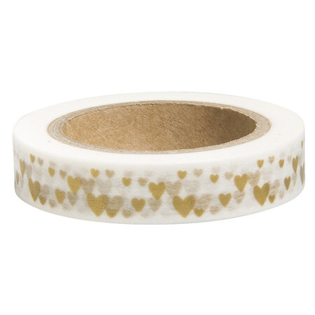 Washi Tape Petit coeurs  or  10mm  rouleau 15m