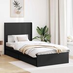 vidaXL Cadre de lit avec rangement et tête de lit Noir 75 x 190 cm