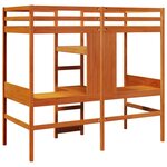 vidaXL Lit mezzanine avec bureau et étagères brun cire 90x200 cm pin