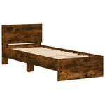 vidaXL Cadre de lit tête de lit et lumières LED chêne fumé 90x200 cm