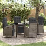 vidaXL Ensemble de salle à manger pour jardin 5 Pièces Gris Poly rotin