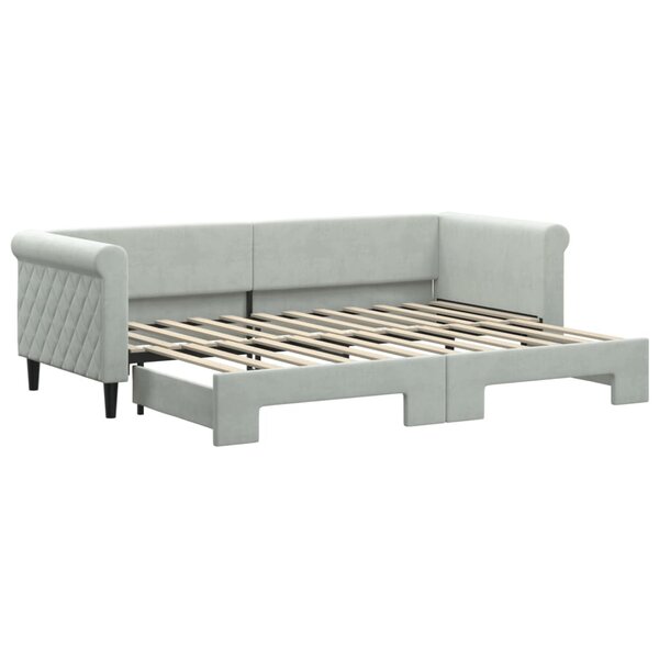 vidaXL Lit de jour avec lit gigogne gris clair 80x200 cm velours