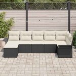 vidaXL Ensemble de canapé de jardin avec coussin 7 Pièces Noir polyrotin