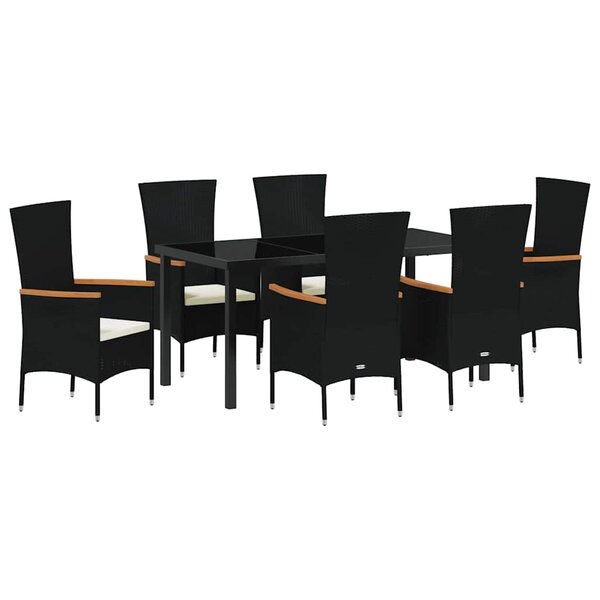 vidaXL Ensemble de salle à manger pour jardin 7 Pièces Noir Poly rotin