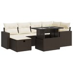vidaXL Salon de jardin avec coussins 7 Pièces marron résine tressée