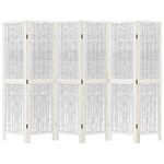 vidaXL Cloison de séparation 6 panneaux blanc bois de paulownia massif