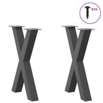 vidaXL Pieds de table à manger en forme de X  2 pièces  anthracite  60 x (72-73) cm  acier