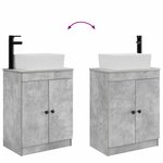 vidaXL Meuble de salle de bain avec évier Gris béton 54 x 35 x 83 cm