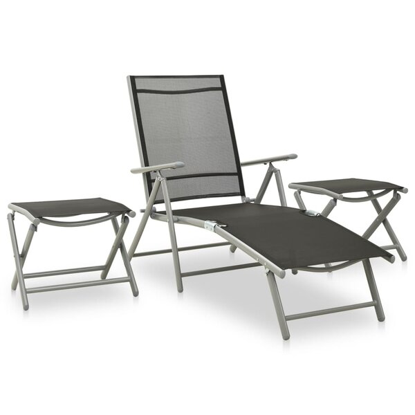 vidaXL Salon de jardin 3 Pièces textilène et aluminium argenté