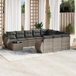 vidaXL Salon de jardin 11 Pièces avec coussins gris résine tressée