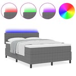 vidaXL Lit à Ressorts avec Matelas & Lumière LED Gris Clair Petit Double Tissu en Velours Côtelé