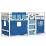 vidaXL Lit mezzanine enfants avec rideaux sans matelas bleu 80x200cm