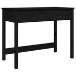 Bureau table poste de travail meuble d'ordinateur informatique étude avec tiroirs 100 x 50 x 78 cm bois massif de pin noir 02_0023472