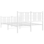 vidaXL Cadre de lit métal avec tête de lit/pied de lit blanc 137x190cm