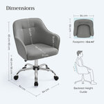 Fauteuil de bureau chaise pivotante confortable siège ergonomique réglable en hauteur charge 120 kg cadre enacier tissu imitation lin pour bureau gris 12_0005879