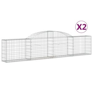 vidaXL Paniers à gabions arqués 2 Pièces 300x30x60/80 cm Fer galvanisé