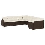 vidaXL Salon de jardin 10 Pièces avec coussins marron résine tressée