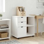 vidaXL Cabinet roulant Blanc 63 5 x 39 x 65 5 cm Bois de Pin Massif