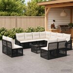 vidaXL Ensemble de canapé de jardin 12 pc Noir polyrotin