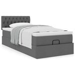 vidaXL Cadre de lit ottoman avec matelas gris foncé 90x190 cm tissu