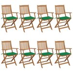 vidaXL Chaises pliables de jardin 8 Pièces avec coussins Bois d'acacia
