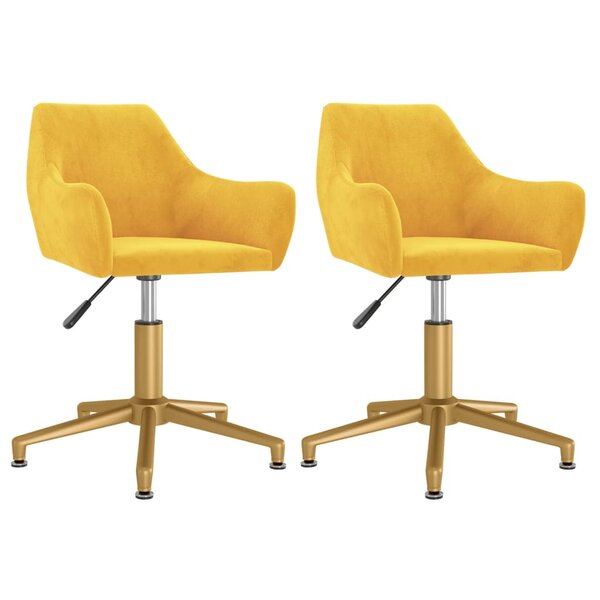 vidaXL Chaises pivotantes à manger lot de 2 Jaune Velours