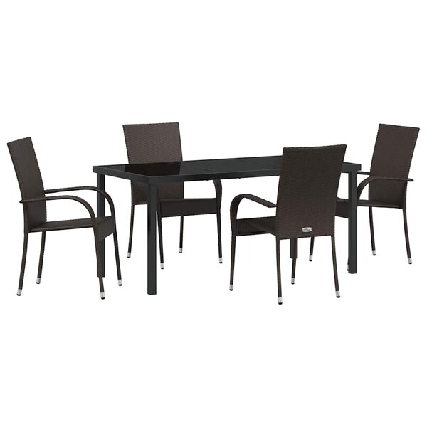 vidaXL Ensemble de salle à manger pour jardin 5 Pièces Marron Poly rotin