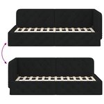 vidaXL Cadre de lit d'angle avec tête de lit Noir 100 x 200 cm tissu