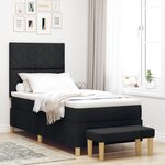 vidaXL Lit à sommier avec matelas et banc noir 90x190 cm en tissu