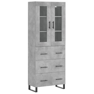 vidaXL Buffet haut Gris béton 69 5x34x180 cm Bois d'ingénierie