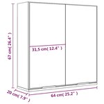 vidaXL Armoire à miroir de salle de bain Gris béton 64x20x67 cm