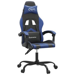 vidaXL Chaise de jeu pivotante Noir et bleu Similicuir
